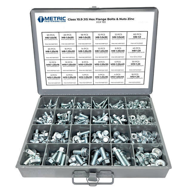 Metric Class 10.9 JIS Hex Flange Frame Bolts & Serr Nuts Assortment M6-M12 402 PCS