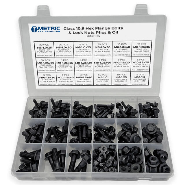 Metric Class 10.9 Hex Flange Bolts & Lock Nuts Assortment - 248 PCS