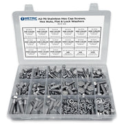 Metric A2 Stainless Steel Hex Cap Screws, Hex Nuts, Flat & Lock Washers - 341 PCS