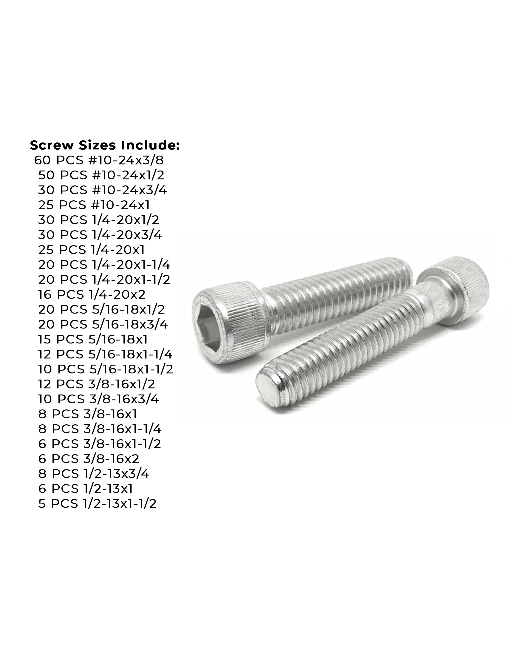 Inch 316 Stainless Steel Allen Socket Head Cap Screws Bolts Assortment - 453 PCS