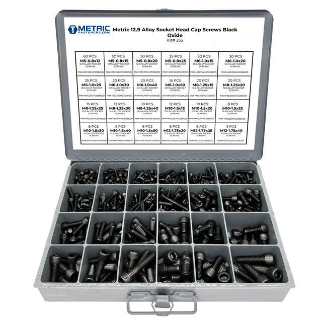 Metric 12.9 Alloy Allen Socket Head Cap Screws Bolts Black Oxide Assortment - 453 PCS