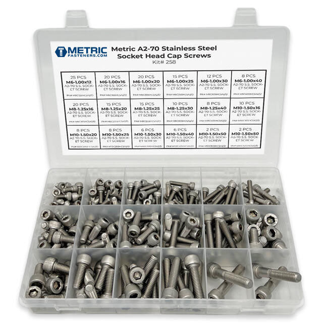 Metric Allen Socket Head Cap Screws Bolts A2-70 Stainless Steel Assortment - 211 PCS