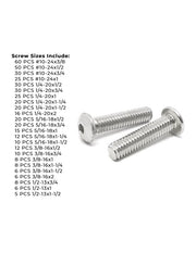 1/4"-20 Coarse Grade 8 Hex Cap Screws, Nuts, & Washers - 1148 PCS