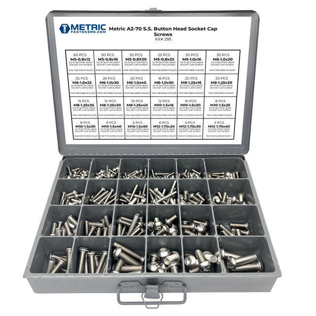Metric A2-70 Allen Button Head Socket Cap Screws Bolts Stainless Steel Assortment - 453 PCS