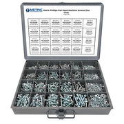 Metric Phillips Pan Head Machine Screws, Nuts, Flat & Lock Washers Zinc - 3371 PCS