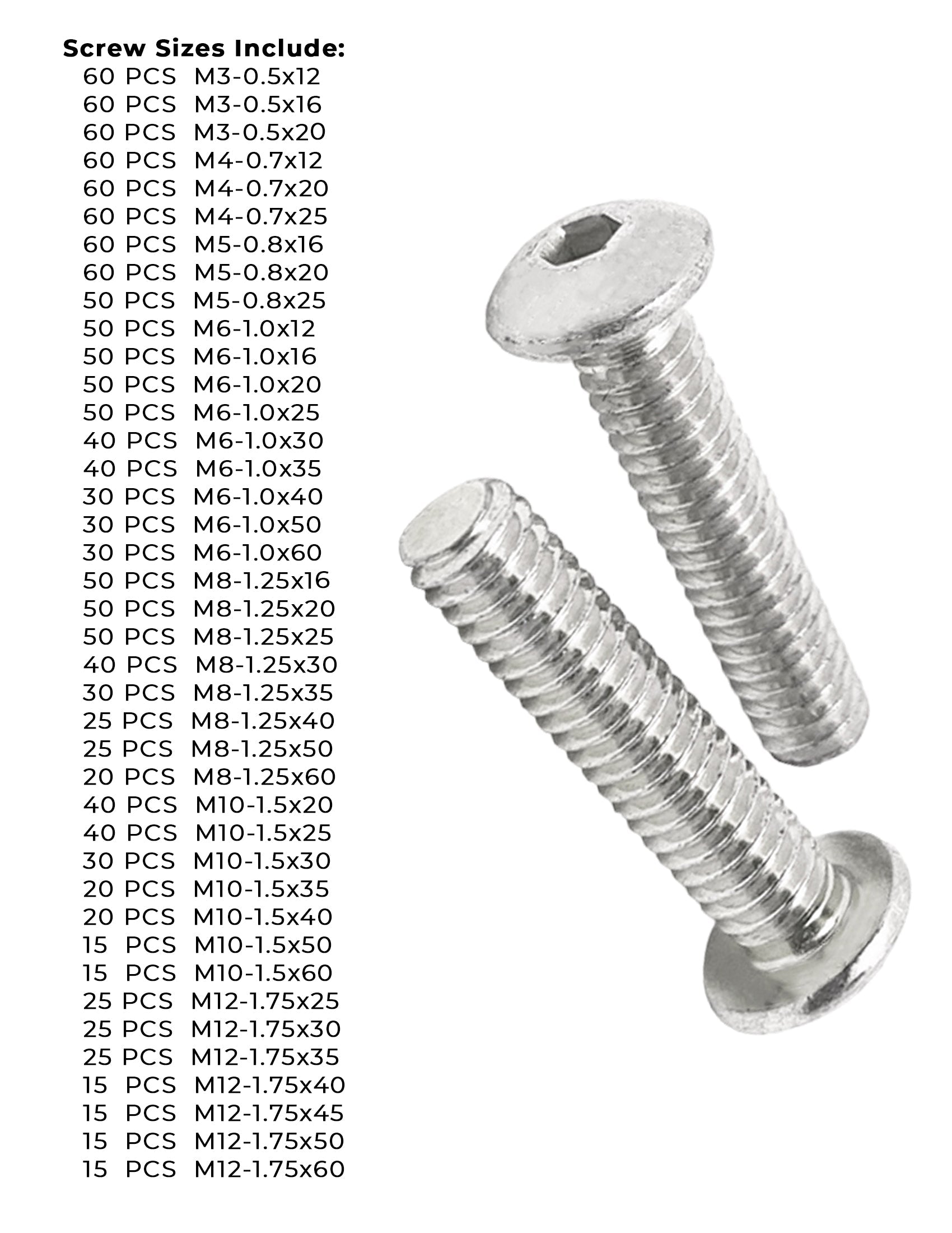 Metric Stainless A2-70 Button Socket Head Cap Screws  - 1511 PCS