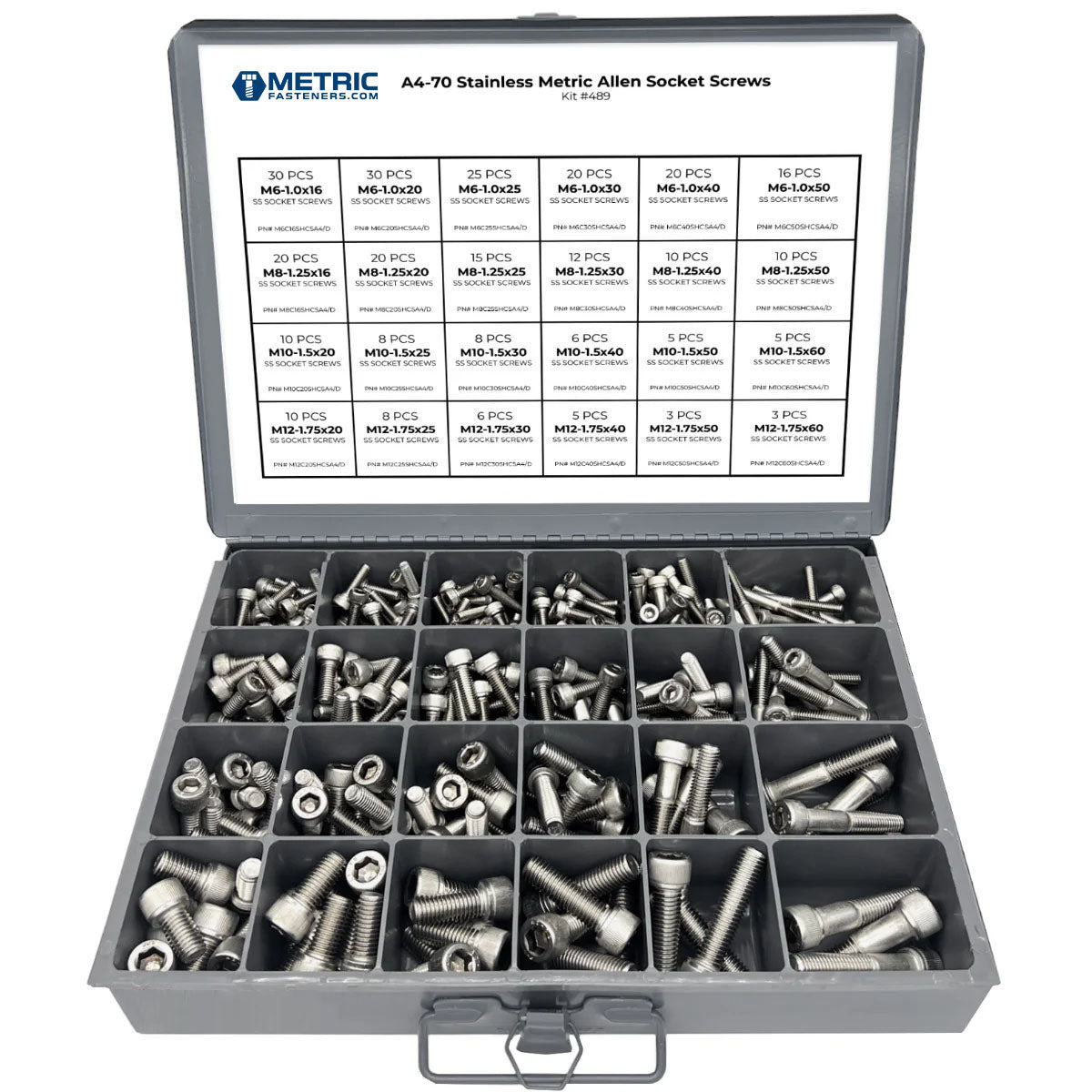 Metric A4 Stainless Steel Allen Socket Head Cap Screws Bolts Assortment - 306 PCS