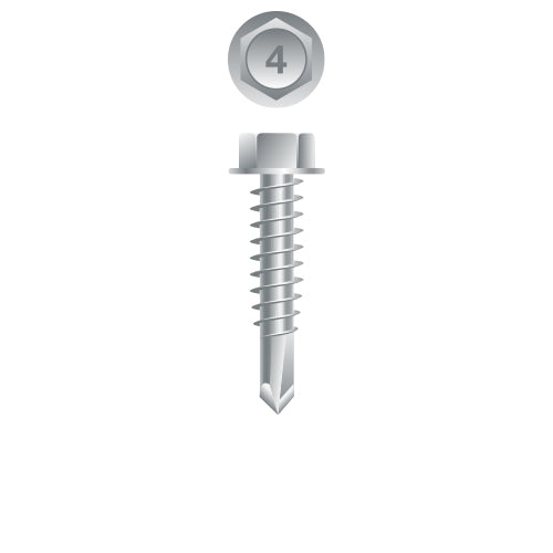 #12 Strong-Point Hex Washer Head 12-14 x 1, 410 Stainless Steel