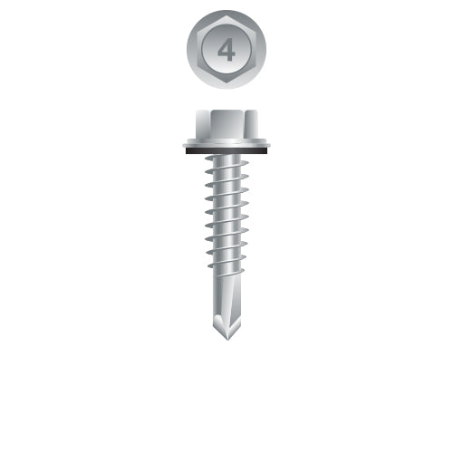 #14 Strong-Point Hex Washer Head w/Washer 14-14 x 7/8, 410 Stainless Steel