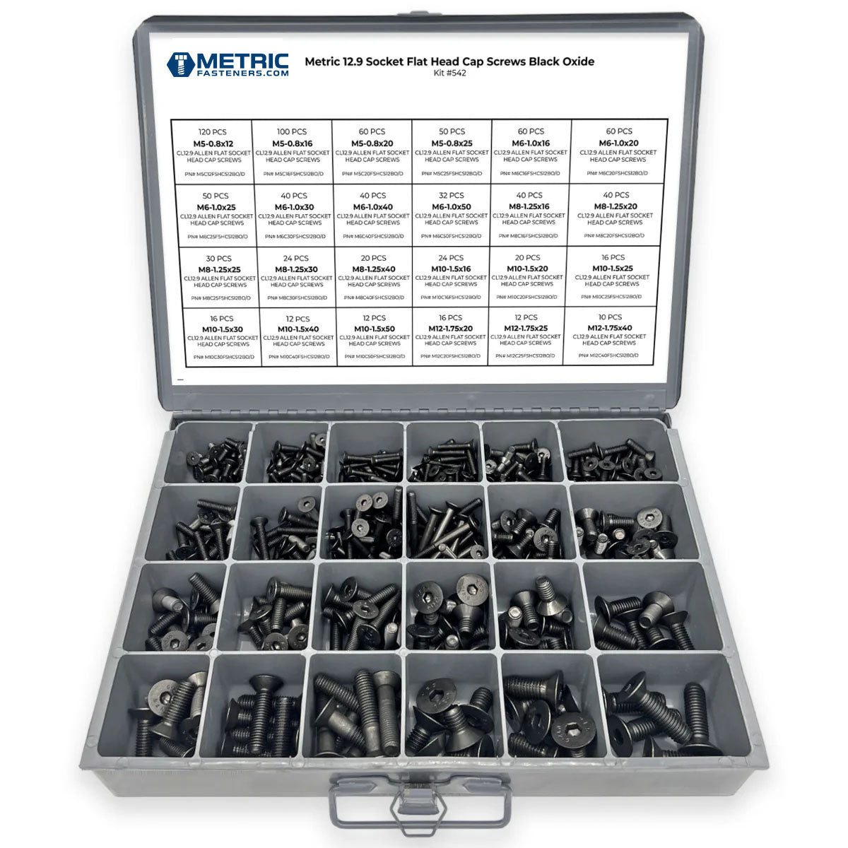 Metric Class 12.9 Flat Socket Screws Black Oxide - 905 PCS