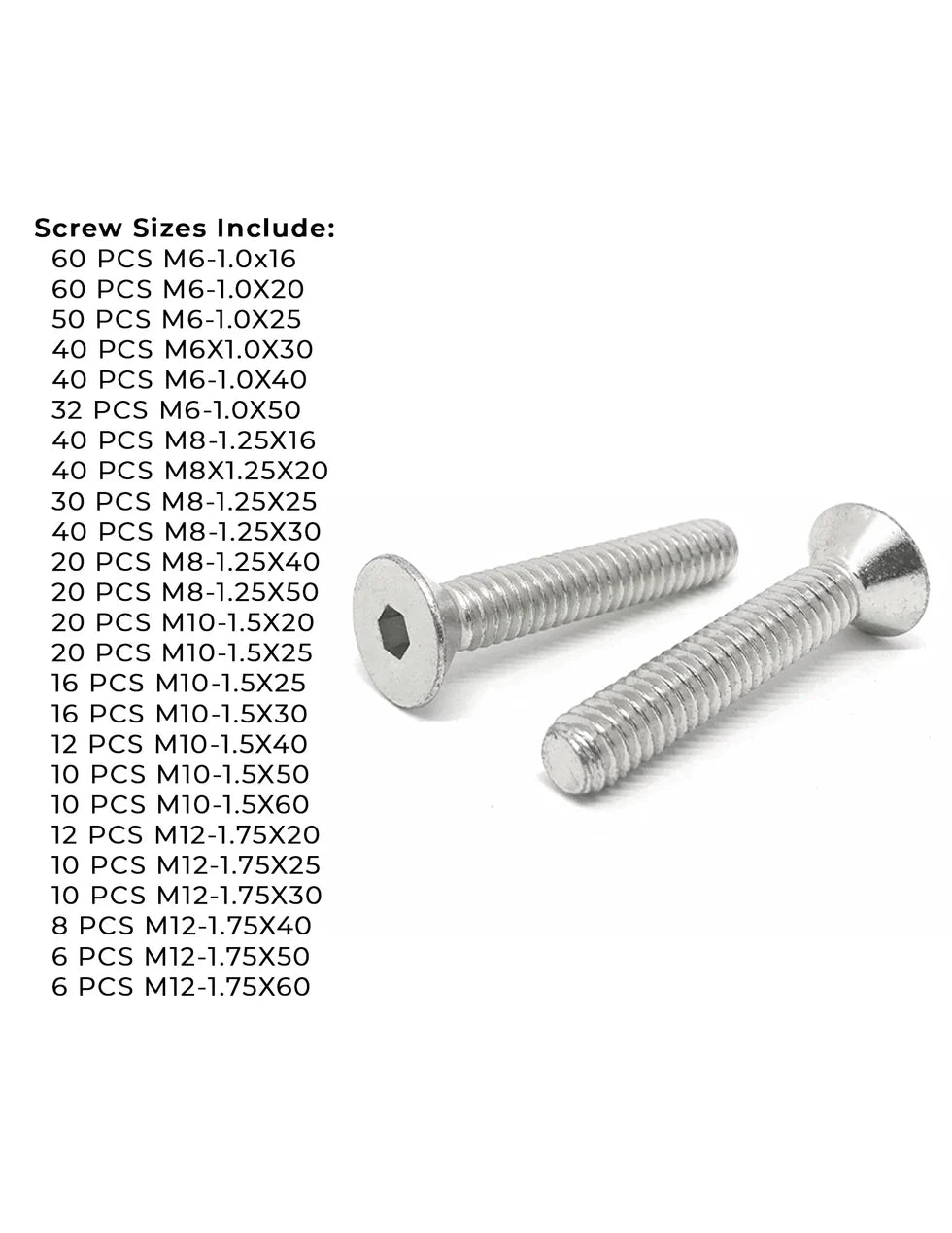 Metric A4-70 Stainless Steel Flat Socket Screws - 608 PCS