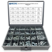 Metric Class 8.8 Hex Cap Screws, Hex Nuts, Flat & Lock Washers Coarse Thread Zinc Clear - 1269 PCS