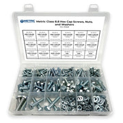 Metric Class 8.8 Hex Cap Screws, Hex Nuts, Flat & Lock Washers - 341 PCS