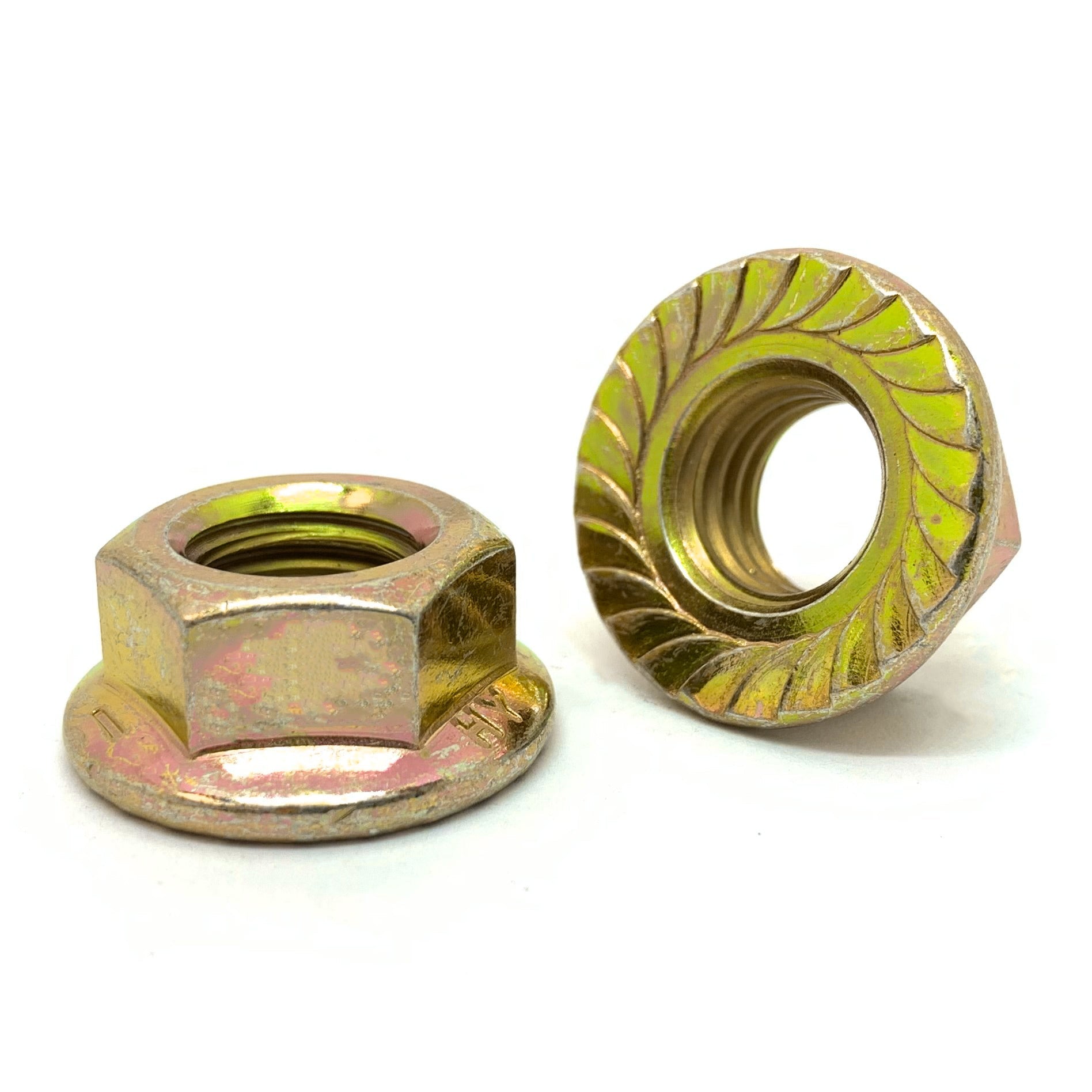 1/4"-20 Grade 8 Serrated Hex Flange Lock Nuts Zinc Yellow