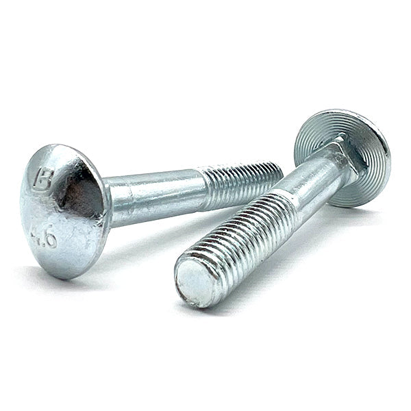 M6-1.0x60 Class 4.6 Round Head Carriage Bolts Zinc