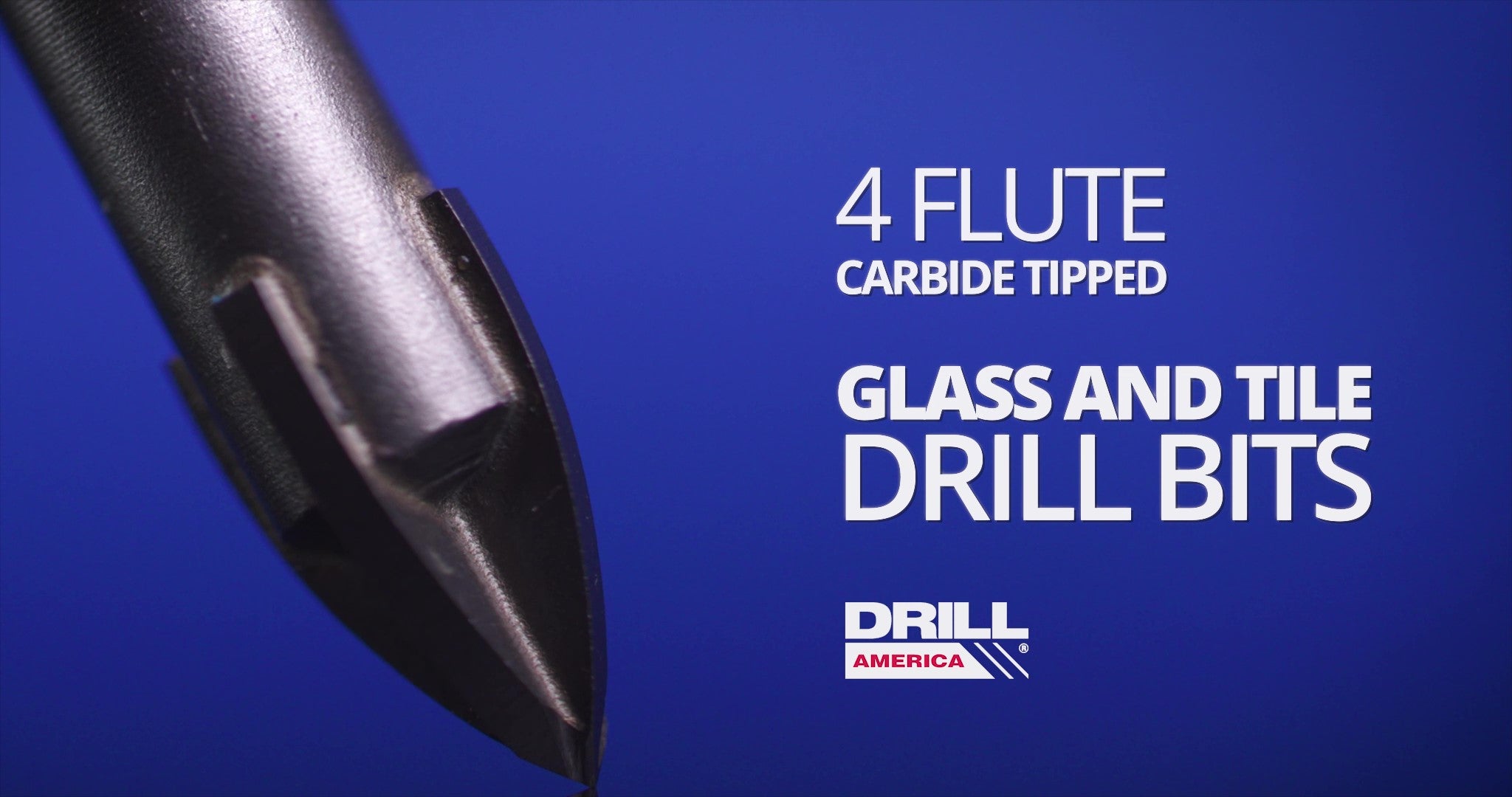 1/8" Carbide Tipped 4 Flute Glass & Tile Drill Bit with Hex Shank