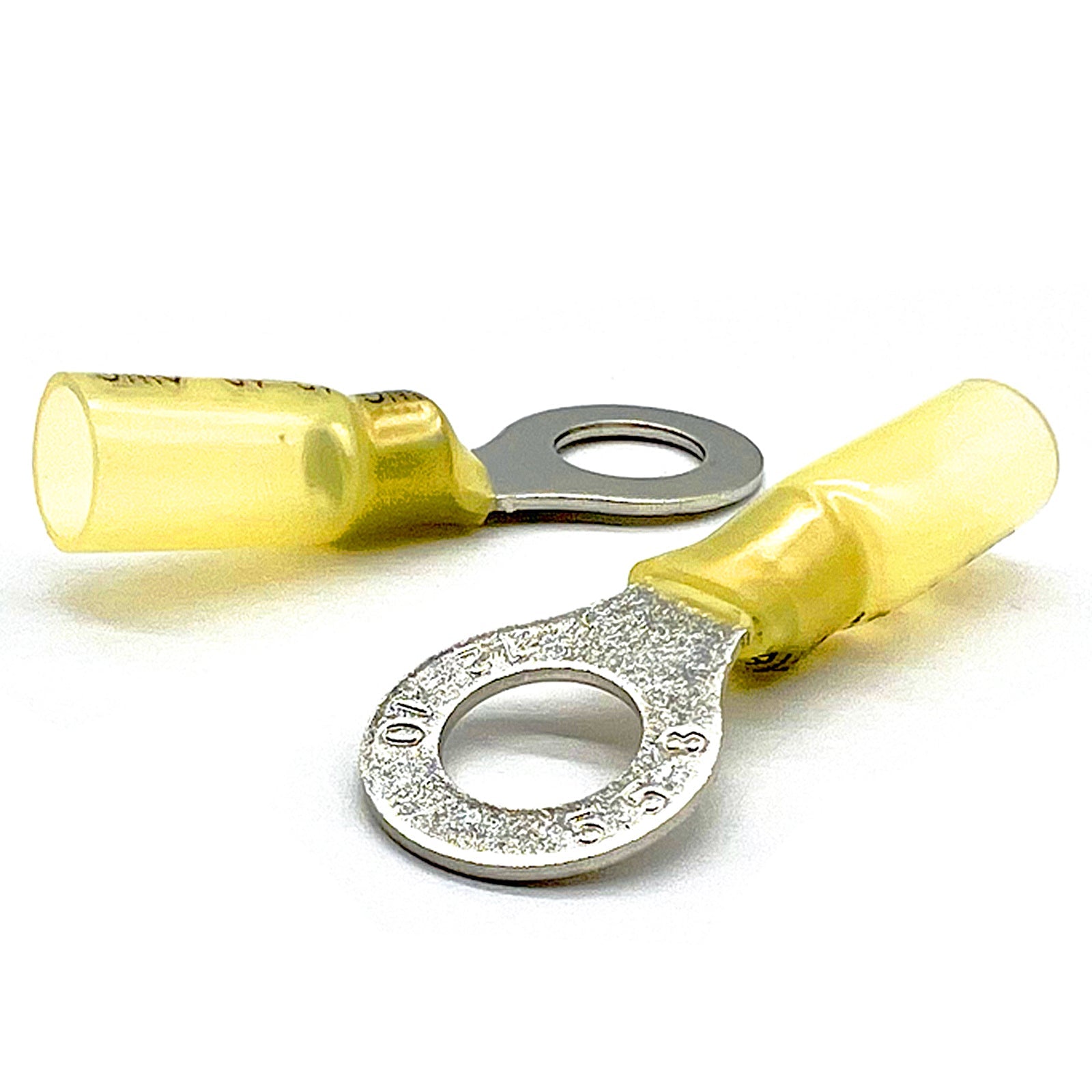Yellow Heat Shrink Marine Grade 5/16" Diameter Ring Connectors, AWG 12-10