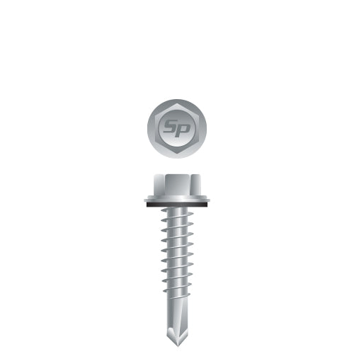 #14 Strong-Point Hex Washer Head w/Washer 14-14 x 7/8, Zinc Finish