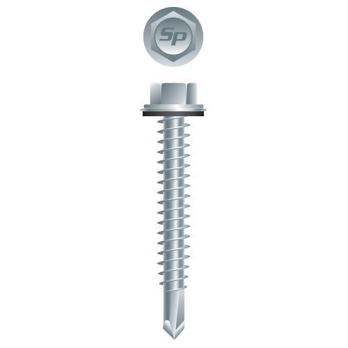 #14 Strong-Point Hex Washer Head w/Washer 14-14 x 3/4, Zinc