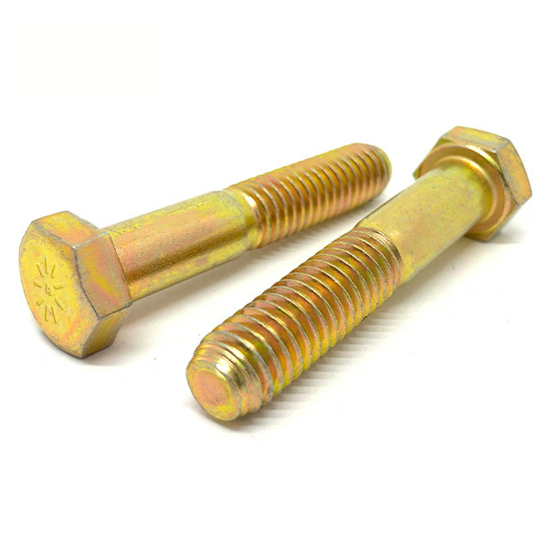 5/8"-18x2-1/2" Hex Cap Screws Grade L-9 Bolts USA Zinc Yellow