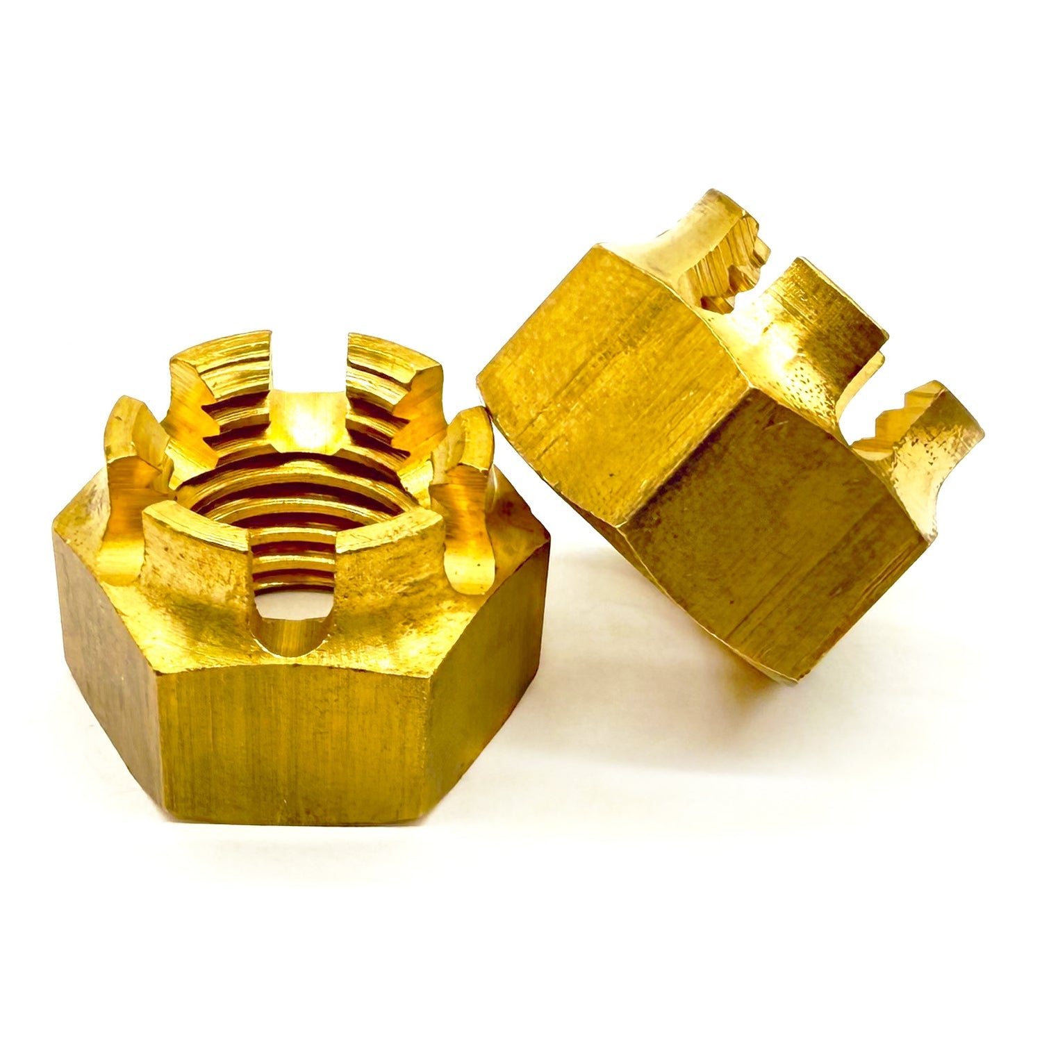 1/4"-20 Brass Slotted Hex Nuts