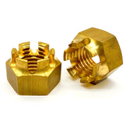 5/8"-11 Brass Slotted Hex Nuts