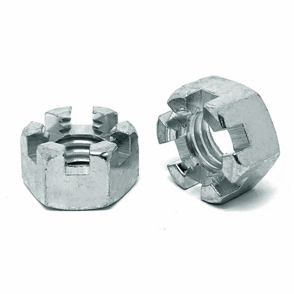 1/2"-20 Slotted Finished Hex Nuts Zinc Clear