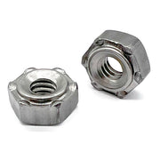 1/4"-20 6 Prong Long Pilot Hex Weld Nuts
