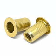 M6-1.0 (.027-.165) Steel Large Flange Knurled Body Rivet Nut Zinc Yellow