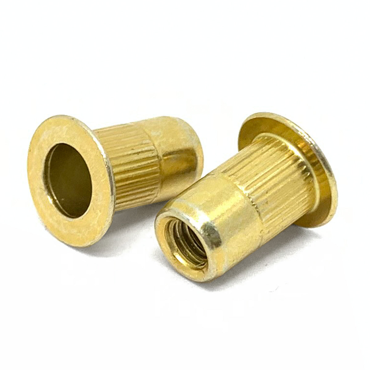 1/4-20 L (.165-.260) Steel Large Flange Knurled Body Rivet Nut Zinc Yellow