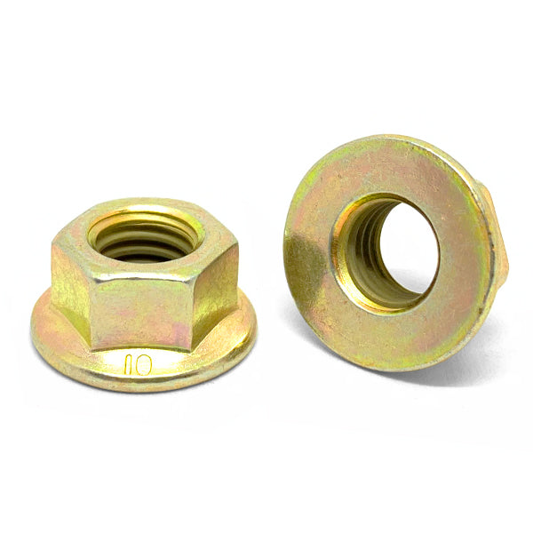 M10-1.5 Class 10 Hex Flange Nuts Zinc Yellow