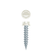 #8 SLT Strong-Point Hex Washer Head Painted White 8 x 2, 1/4 A.F., Zinc