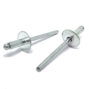 3/16" Dia 3/16"-1/4" (64)  Grip - Oversized Head Blind Rivets Steel/Steel Mandrel Zinc