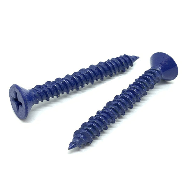 3/16x1-1/4" Phillips Flat Head Concrete Screws Piercing Point Blue Finish