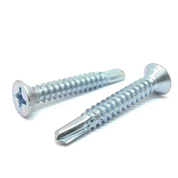 #12x2" Phillips Flat Head #3 Point Self Drilling Sheet Metal Screws Zinc