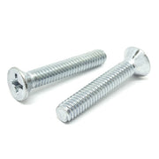 M6-1.0x50 Phillips Flat Head Machine Screws Steel Zinc