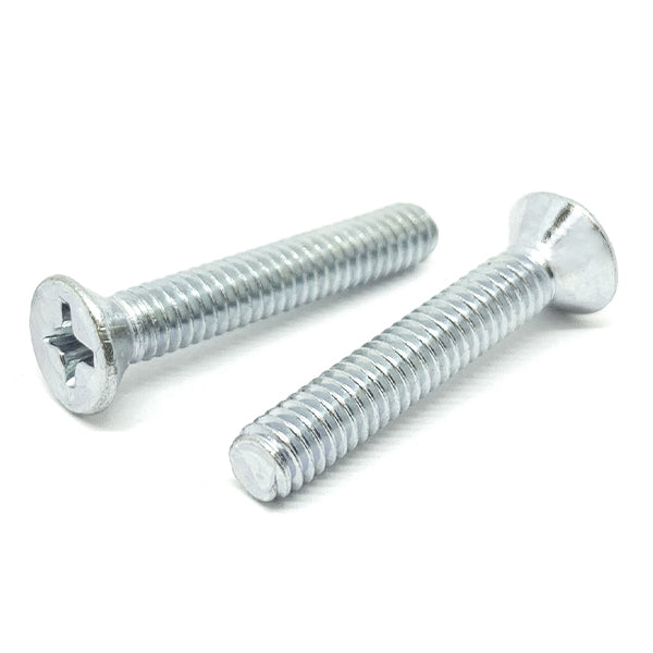 1/4-20x2" Phillips Flat Head Machine Screws Steel Zinc