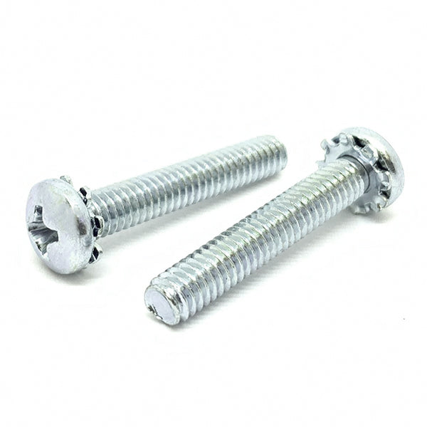 #6-32x1/4" External Tooth Sems Phillips Pan Head Machine Screws Zinc