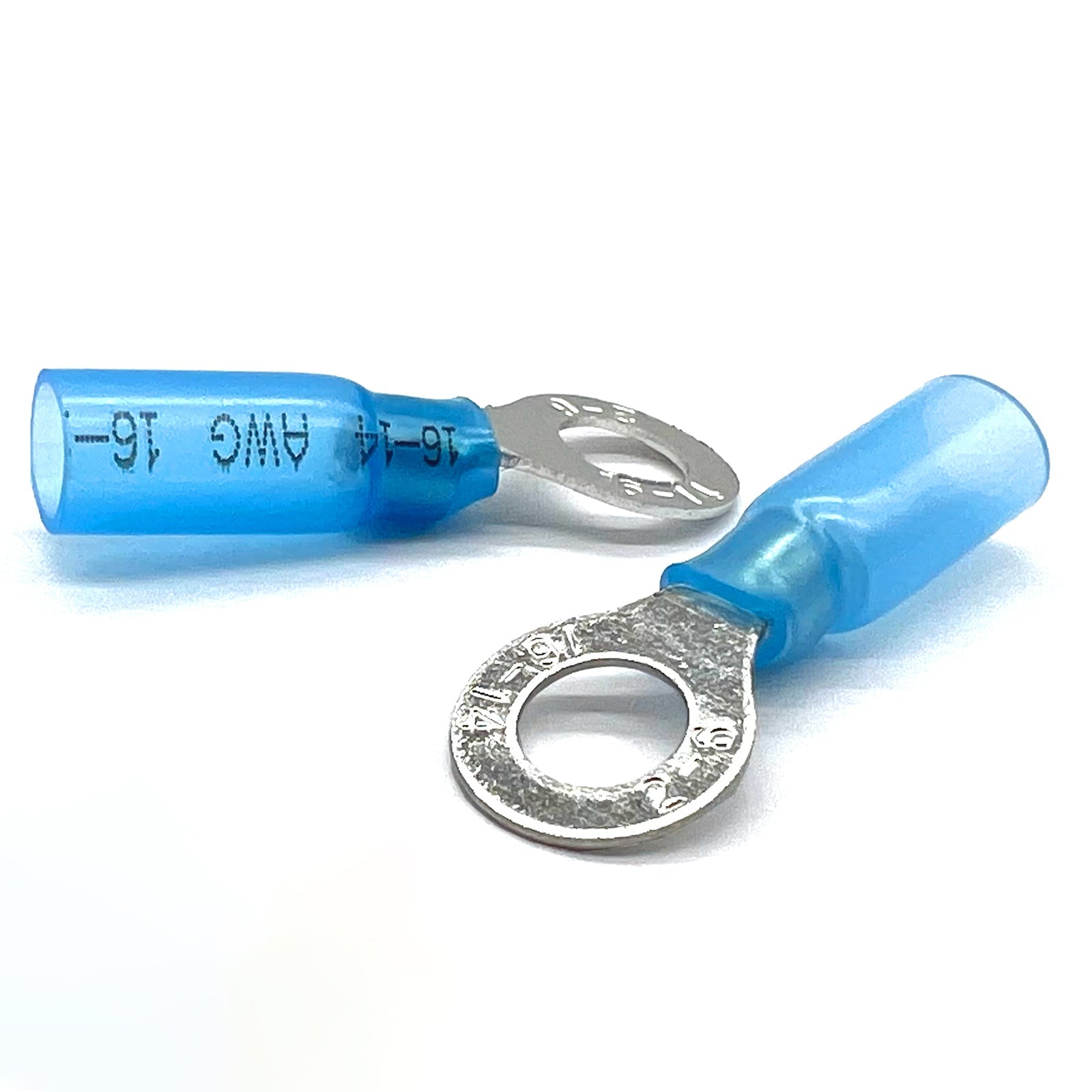 Blue Heat Shrink Marine Grade 3/8" Diameter Ring Connectors, AWG 16-14