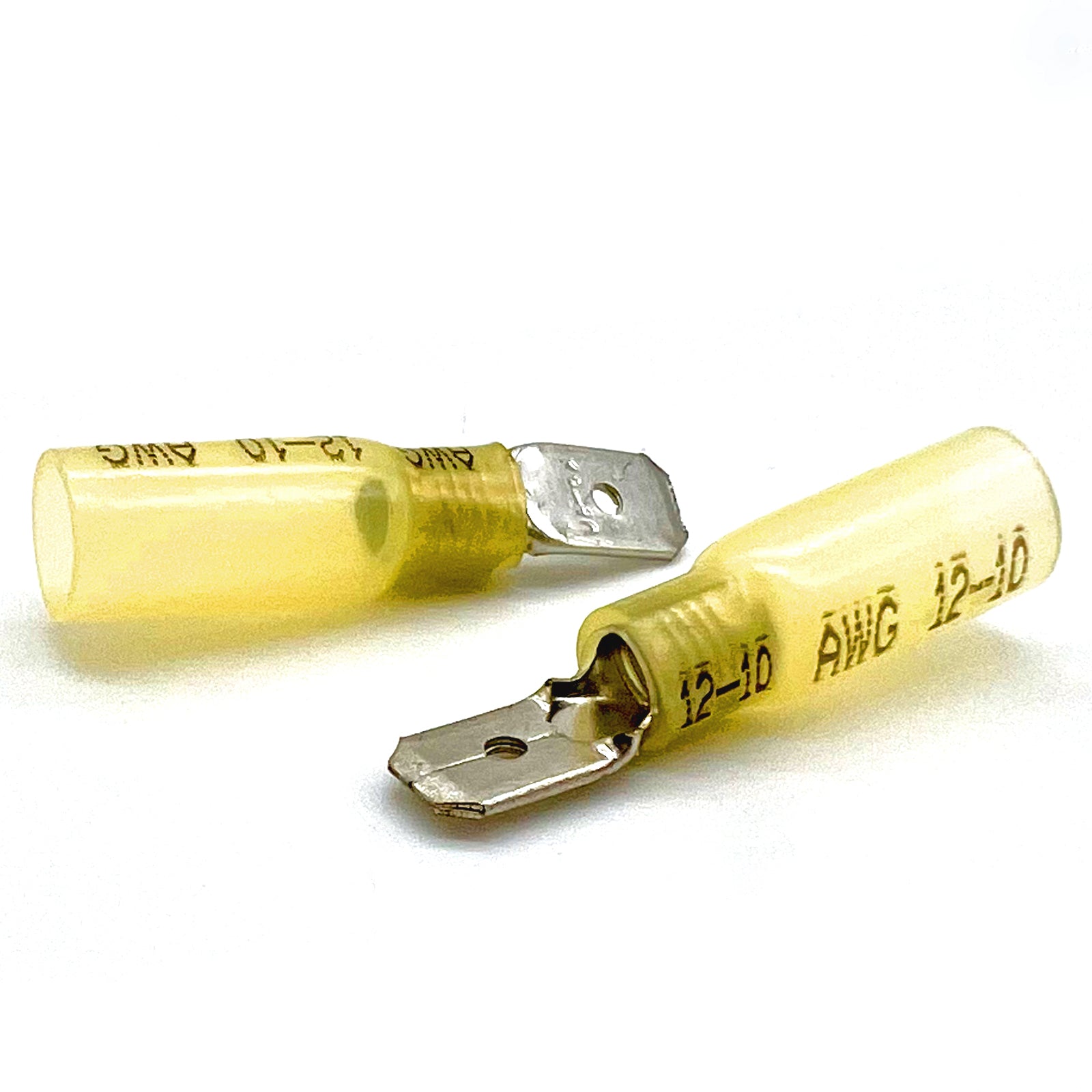 Large Spade Fasteners Yellow Heat Shrink Marine Grade Male Spade Connectors, AWG 12-10 ...