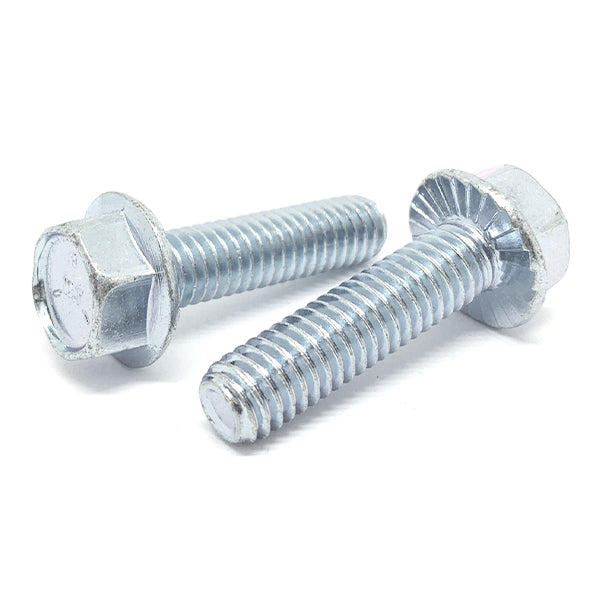 #10-32x3/4" Grade 5 Serrated Hex Flange Bolts Zinc Clear