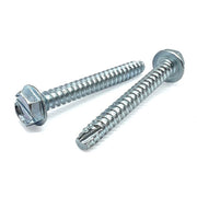 #10-16x5/8" Slotted Indent Hex Washer Head Type BT Thread Cutting Screws Zinc Clear