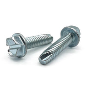 #6-32x5/8" Slotted Indent Hex Washer Head Type T Thread Cutting Screws Zinc Clear