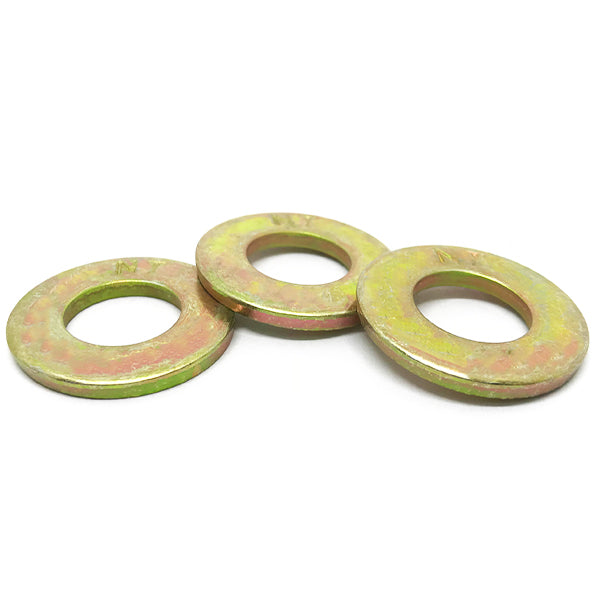 3/8" SAE Grade 8 Flat Washers Zinc Yellow (USA Made)