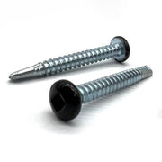 #10x1-1/4" Pan Head Square Drive #3 Point Self-Drilling TEKS Screw Black Painted Head Zinc