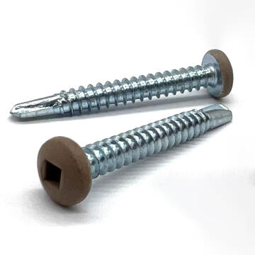 #10x1" Pan Head Square Drive #3 Point Self-Drilling TEKS Screw Tan Painted Head Zinc