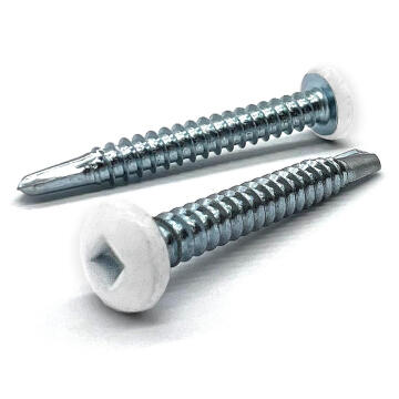 #8x3/4" Pan Head Square Drive #2 Point Self-Drilling TEKS Screw White Painted Head Zinc