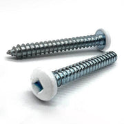 #10x1-1/2" Pan Head Square Drive Type AB Sheet Metal Screw White Painted Head Zinc