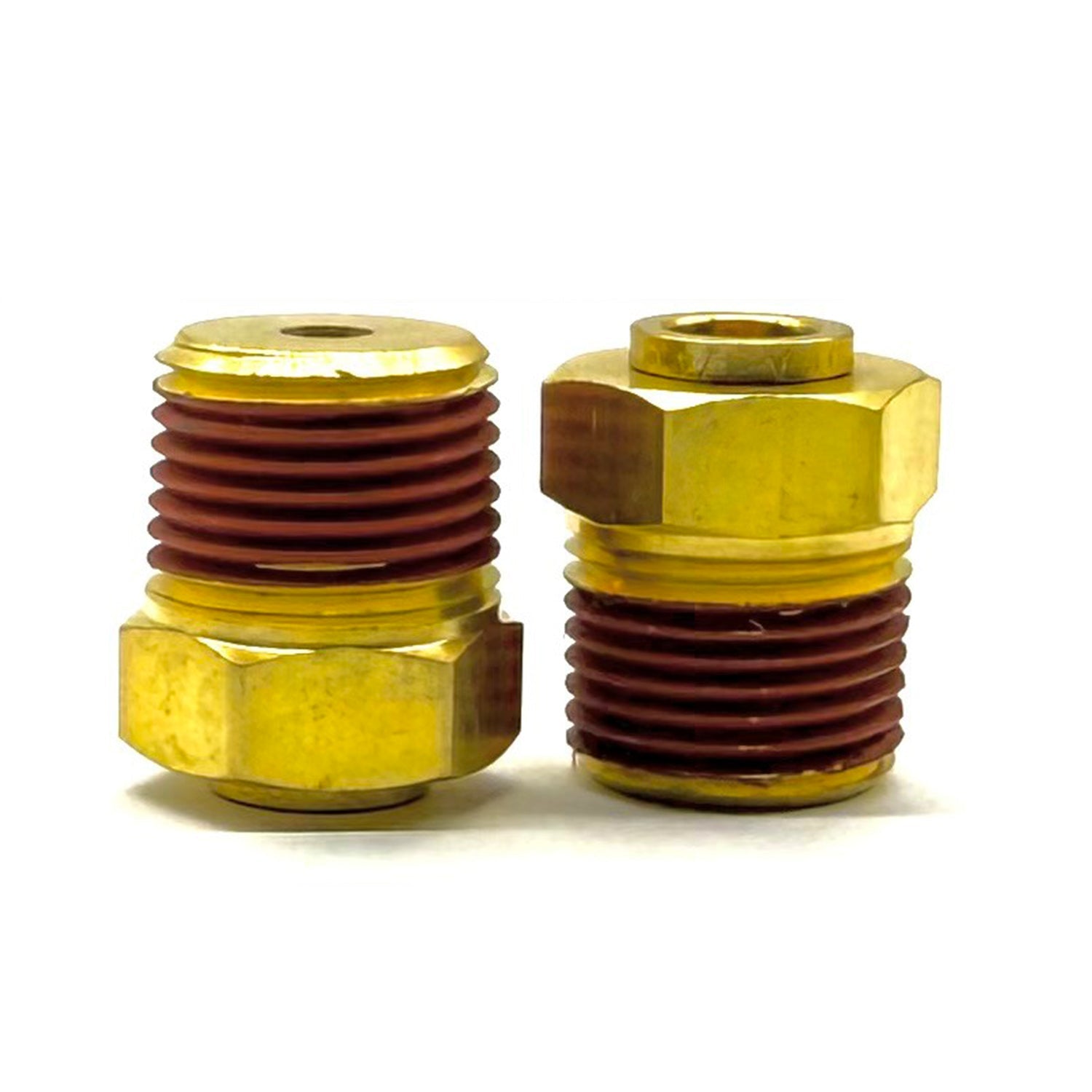 1/2" Tube to 1/2" NPT Straight Male Pipe Connector, Brass D.O.T. Push to Connect Air Brake Fitting with Red Acrylic Thread Sealant