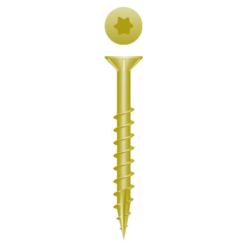 #8 Strong-Point Flat Head w/Nibs 8 x 1-1/4, T-20, Coarse, Type '17', Zinc Yellow
